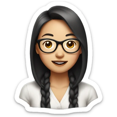 asian woman with glasses beautiful blush tongue out sticker