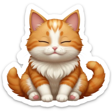 ginger and white small cat in funny positions upside down with eyes closed sticker
