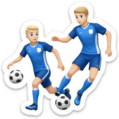 Het moet een staf worden van 3 prestatieteams voetbal van Olympia'18 met de hoofdkleuren blauw en wit, abstract sticker