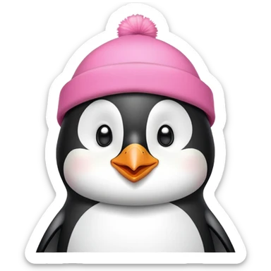 chim cánh cụt, đội mũ hồng xinh sticker