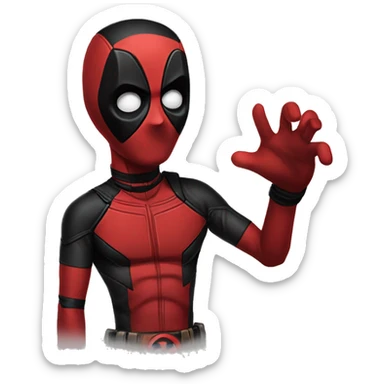 dead pool suprised  and put his both hands on mouth like in movies sticker