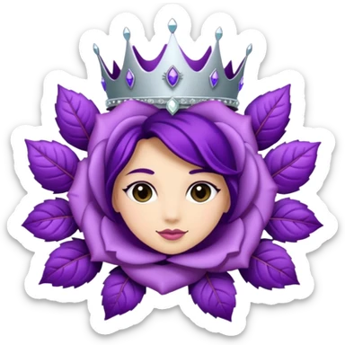 Purple rose with silver tiara and a purple emblem leaf wreath sticker