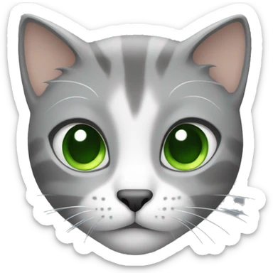 Cat with green eyes and light gray hair  sticker