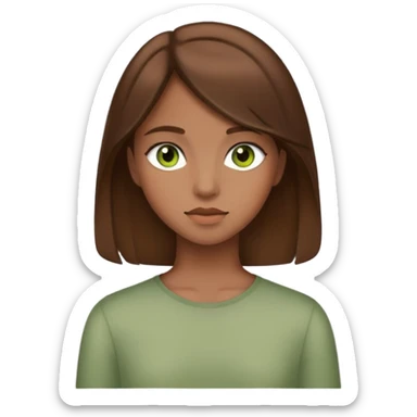 girl with brown hair with greenish brown eyes sticker