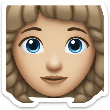 Girl with brown hair and bangs and blue eyes sticker