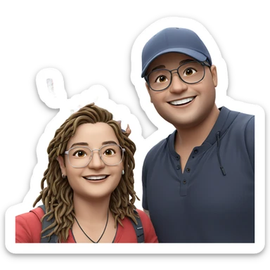 smiling boys outdoors with accessories sticker