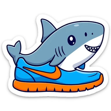 cool cartoon shark with blue Nike shoes sticker