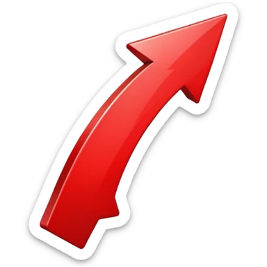 create me a pointing emoji arrow slightly curved red sticker