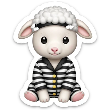 Little lamb in black and white pajamas  sticker