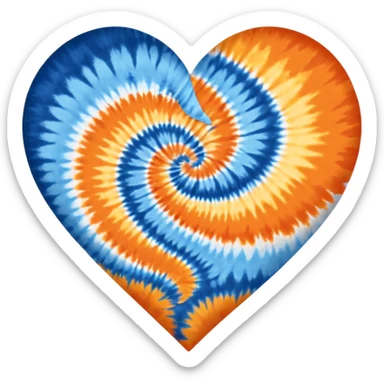 Orange and blue tie dye heart sticker