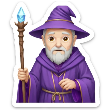 old purple wizard with staff sticker