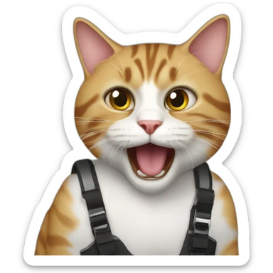 Crazy cat in tank sticker