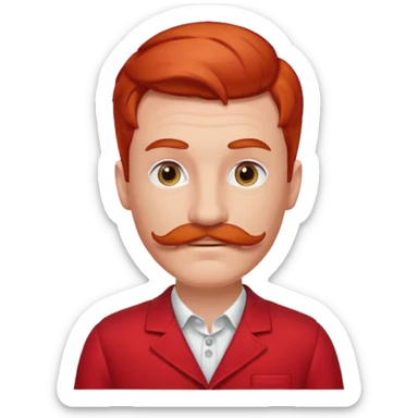 red haired guy with moustache and red outfit sticker