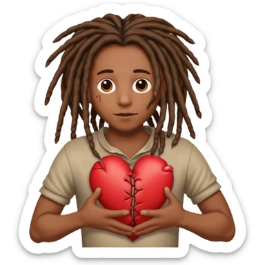 Holding heart out of chest brown skin person with dreads sticker