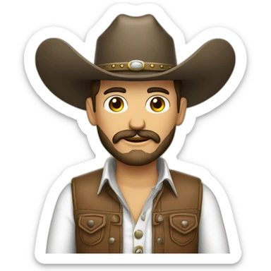 Hombre calvo con sombrero vaquero y barba tupida piel blanca sticker