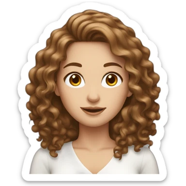 Beautiful white woman with long brown curls sticker
