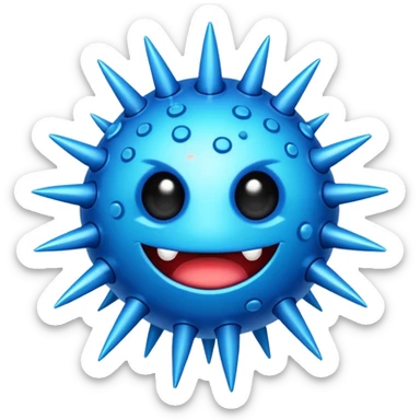 cartoon blue virus with spikes sticker