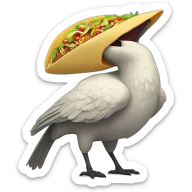 Giant bird eating a taco sticker