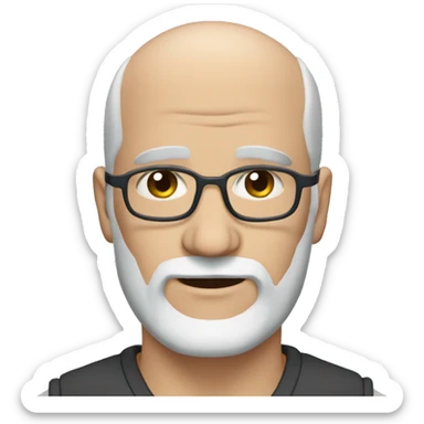 Middle age Bald man grey beard blue eyes sticker