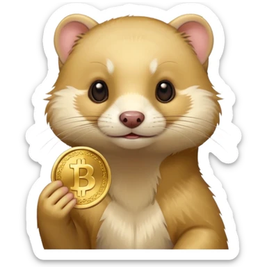 Ferret holding a coin sticker