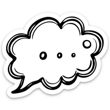 cloud shape quotes icon, hand drawn black outlined style sticker