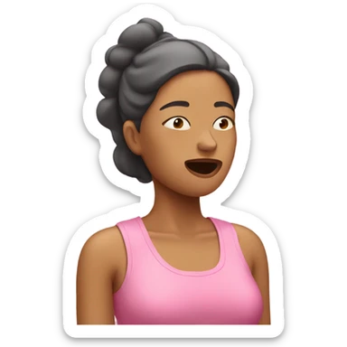 Woman in pink doing breathing exercises sticker