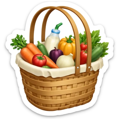 generate an image for groccary products basket ixcluding vegetables, fruits & dairy products sticker