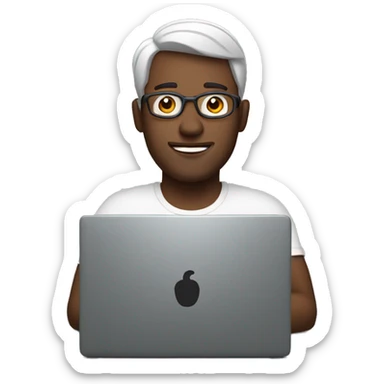 man with laptop rate sticker