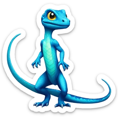 Cyan Shiny Lizard-Reptile-Raptor-Fakémon with dark-blue patterns Full Body sticker