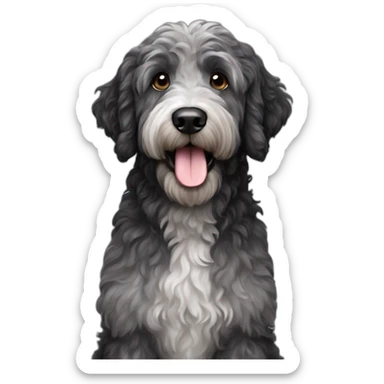 Black dark grey merle black labradoodle sticker