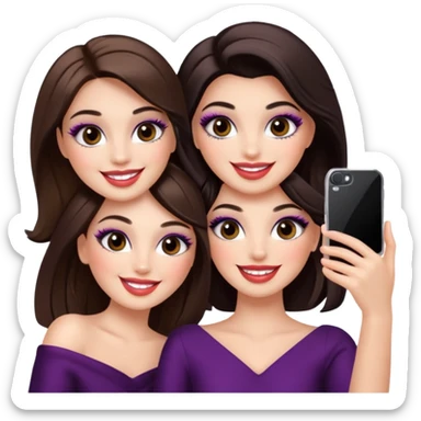 Glam girls in a group of 3 friends , taking a selfie  sticker