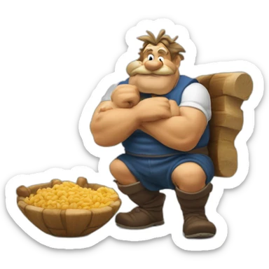 Astérix qui mange une cuisse de sanglier sticker