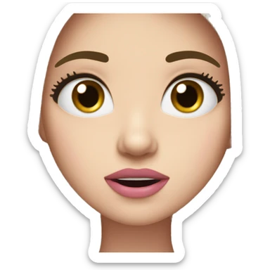 Surprised White girl with long straight black hair black eyes and pink lips sticker