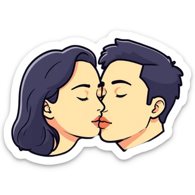 Kissing a girl sticker