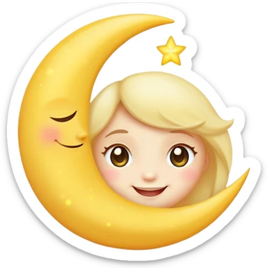 crescent moon with a cute smiling face and rosy cheeks sticker