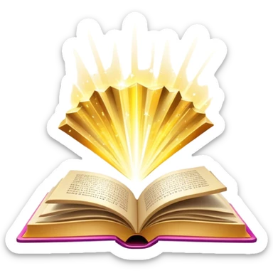 Un libro con un aura de colores vibrantes, con destellos dorados flotando a su alrededor,  un rayo de luz atravesándolo, simbolizando la explosión de creatividad sin miedo. book of creative art colors power  sticker