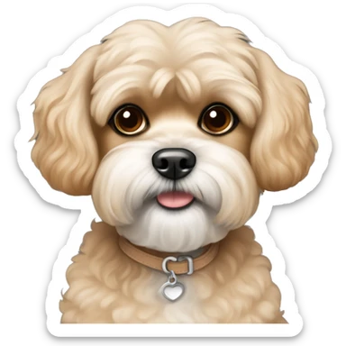 Poodle Shih Tzu mix tan color full body  sticker