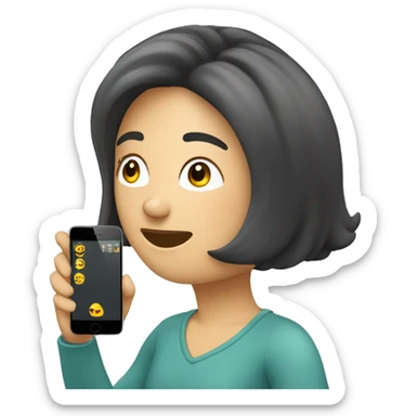 Mujer blanca de cabello corto hablando por celular  sticker