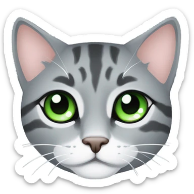 Cara de Gato gris con ojos verdes durmiendo Zzz sticker