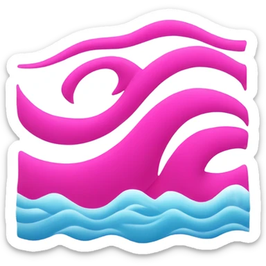 Original wave emoji but in hot pink sticker