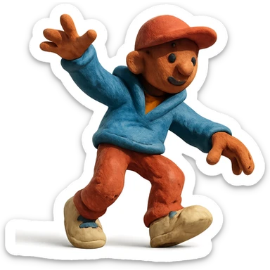 claymation style playful hiphop dancer sticker