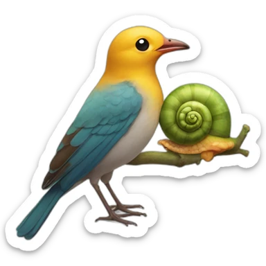 Bird with snail sticker