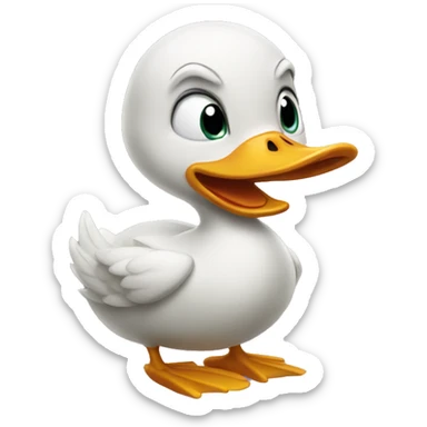 an angry duck with only paws and head sticker