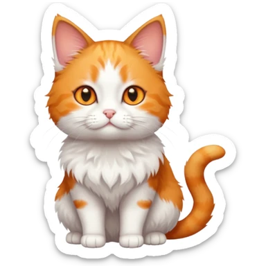 full body small short hair ginger and white cat with orange eyes  sticker
