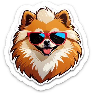 Pomeranian wear sunglasses sticker