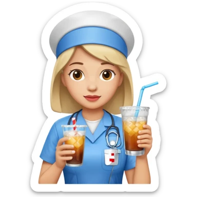 nurse holding icey drink sticker