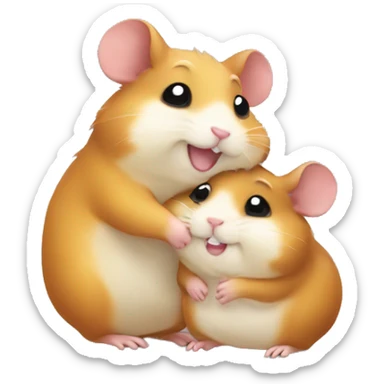two happy hamsters hug sticker