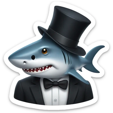 Shark with a top hat sticker