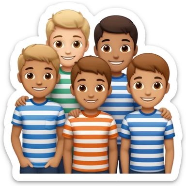 boys in striped shirts smiling sticker