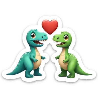 dinosaur couple with hearts sticker
